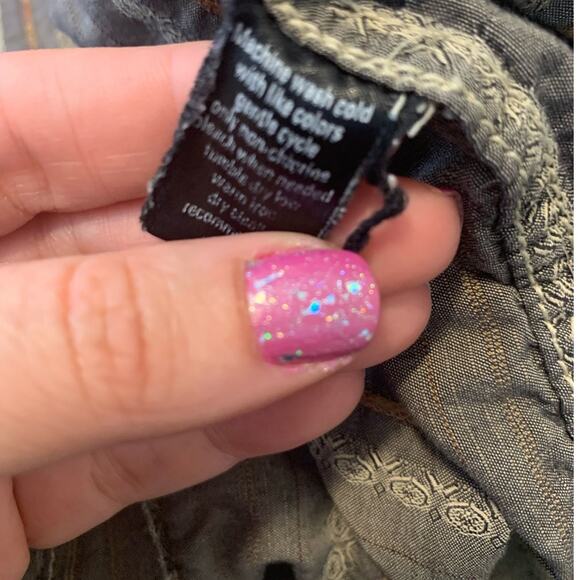 Detailed men gray pin stripes buttoned short sleeves shirt size Large - Picture 4 of 8